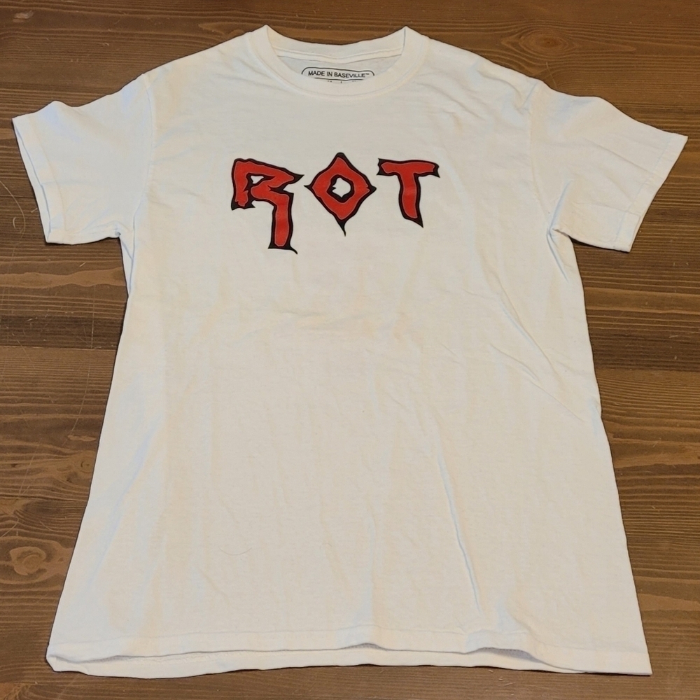 ROT Official Band Merch White Double Sided Band T Shirt Nice Graphics Sz S RARE!